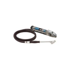 Product shot of the PCL AIRFORCE MK4 Twin-Clip Connector High Pressure Tyre Inflator with silver casing and black hose.