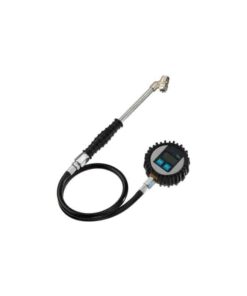PCL silver and black tyre pressure checker with circular digital gauge