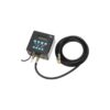 Product shot with a white background of the Black QUBE Inflator with 4 Preset Buttons with long black hose coiled up.