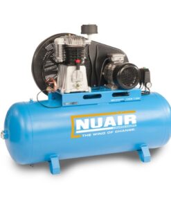 Product shot with a white background of the Turquoise Nuair 200L 4HP Static Air Compressor