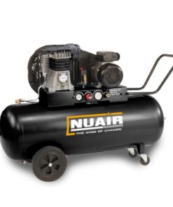 Product shot with a white background of the Black Nuair 200L Portable Air Compressor