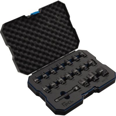 The 18 piece impact socket set from PCL in a black case.