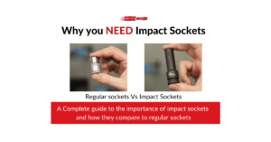Cover image for the blog post titled Why you NEED Impact Sockets. The image shows a hand holding a standard socket and an impact socket to show the differences.