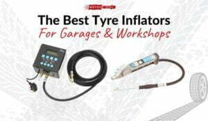 Product images of the Airforce MK4 handheld tyre inflator and the Qube workshop tyre inflator.