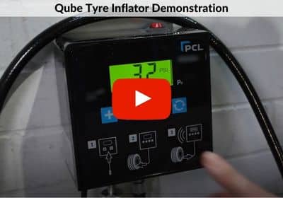 YouTube screenshot of a demo of the Qube Tyre Inflator for Garages
