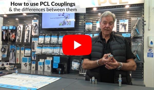 Video screenshot of Gary from Metro Sales demonstrating the difference between the PCL couplings.