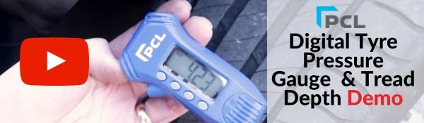 Video banner screenshot of the PCL digital pressure gauge combined with tread depth