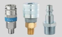 Air Fittings (couplings and adaptors) product page - image shows three different types of couplings and adaptors for an air compressor.