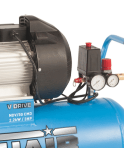 Close up image of the lubricated direct drive design of the Nuair compressor