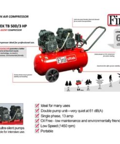 Data sheet for the Siltek 50L quiet air compressor