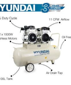 Hyundai | HY2150100 | Silent Air Compressor 4Hp | Oil Free | 100 Litre - Image 3