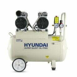 side view of the white Hyundai low noise air compressor