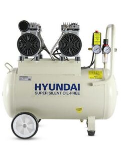 side view of the white Hyundai low noise air compressor