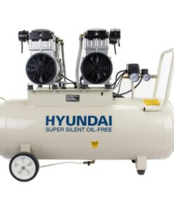 4Hp Hyundai Air Compressor - White model, silent, oil free with twin motor