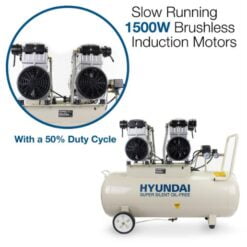 Diagram showing the Hyundai silent air compressor has brushless induction motors