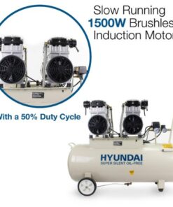 Diagram showing the Hyundai silent air compressor has brushless induction motors
