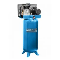 Nuair Static blue vertical workshop air compressor with belt drive.