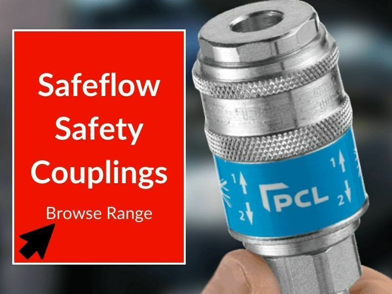 Image banner showing PCL's safeflow couplings - click the image to browse the range