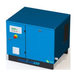 Blue screw compressor floor mounted cabinet with red button on the front