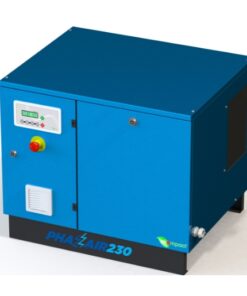 Blue screw compressor floor mounted cabinet with red button on the front