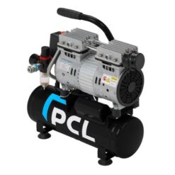 Back view of the small 9L black air compressor from PCL with a handle at the front