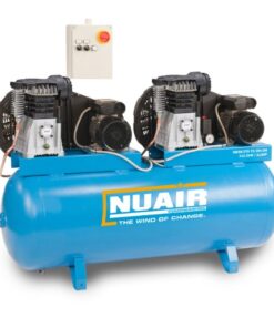 Product shot with a white background of the Turquoise Nuair 270L Tandem Belt Drive Compressor