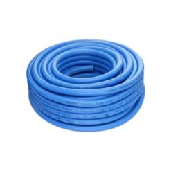 A blue 50m coil of the Nobelair flexible air hose. There are no fittings on this air hose.