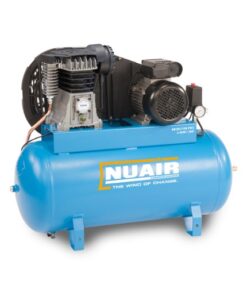 Product image with a white background of the Turquoise Nuair 100L Best drive compressor which is stationary
