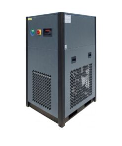 Product image of the MKE-100 Air Dryer on a white background. The Grey dryer has black trimming on the edges.