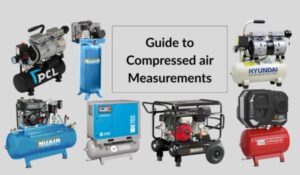 A guide to different compressed air measurements to help choose the right compressor. Image shows lots of different types of air compressor.