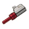 Product shot with a white background of the silver and red 8mm hose tailpiece closed end tyre valve connector from PCL
