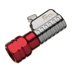 product image with a white background of PCL's silver and red closed end straight tyre valve connector