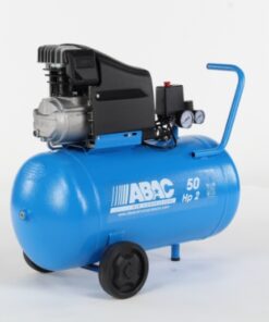 Product shot of the blue Abac Montecarlo L20 portable ait compressor with a 50L tank
