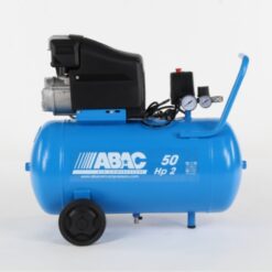 side view of the blue portable 50L Abac Montecarlo L20 air compressor.