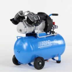 Side view of the blue Abac V36 compressor on a plain background.