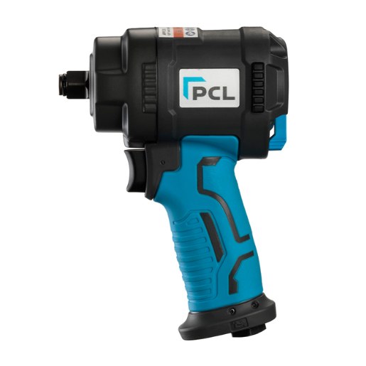 side view of the blue and grey 1/2” stubby impact wrench from PCL.