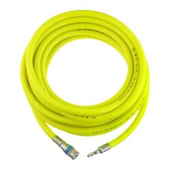 Yellow high-vis 20m air hose with vertex coupling and standard adaptor