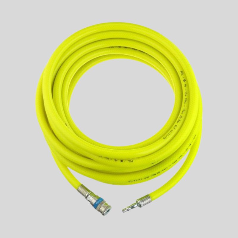 High visibility air hose with couplings either end